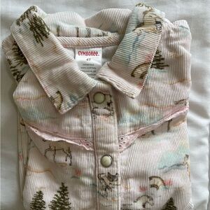 Gymboree Pink and Cream Corduroy Shirt with Forest Design